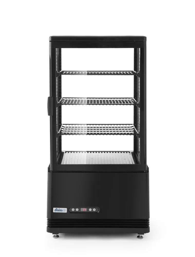 Vetrina refrigerata nera a 4 lati in vetro - 68 L