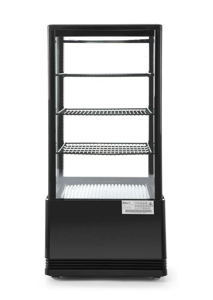 Vetrina refrigerata nera a 4 lati in vetro - 78 litri