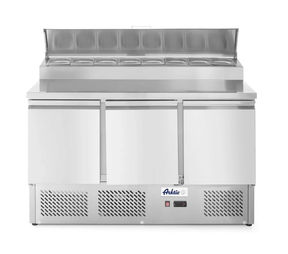 Banco di Preparazione per Pizze o Insalate con Vetrina Refrigerata - 380 L - 8 Vasche GN 1/6