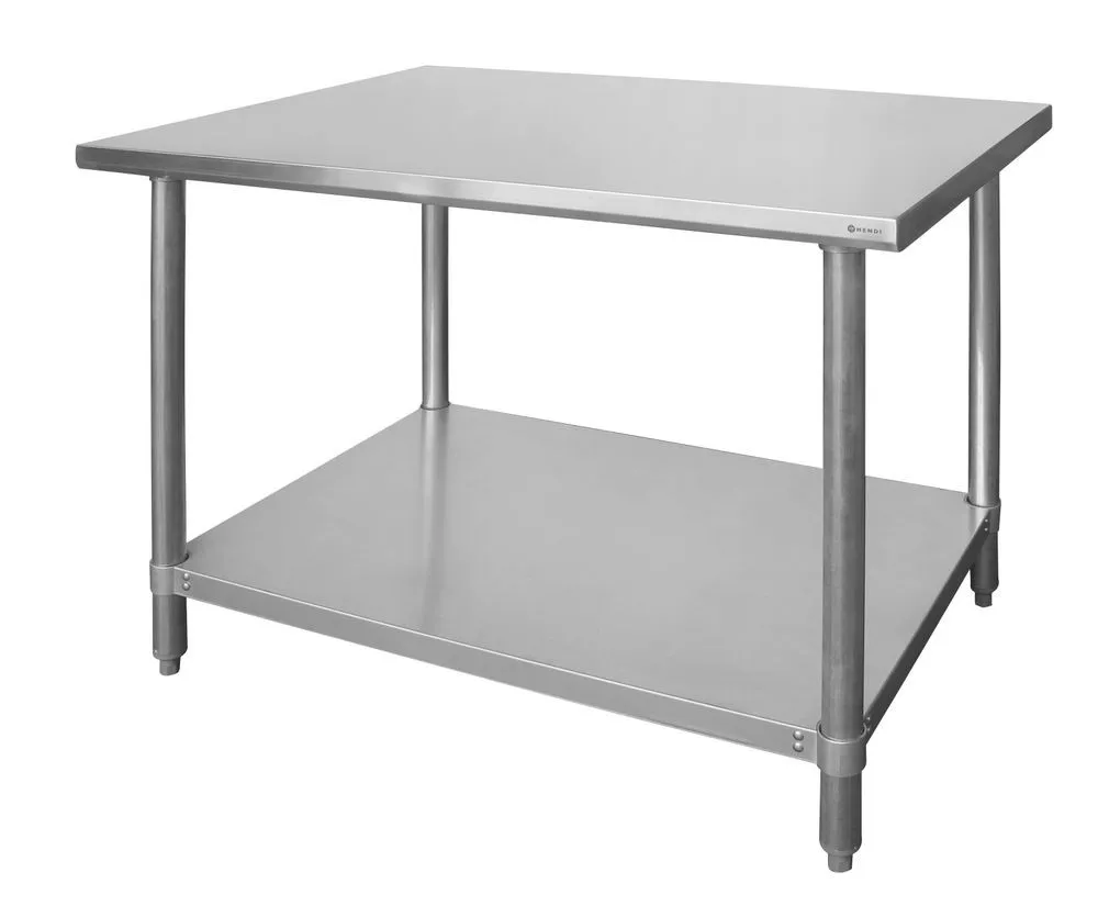 Tavolo da lavoro in acciaio inossidabile con mensola - L 1000 x 600 mm