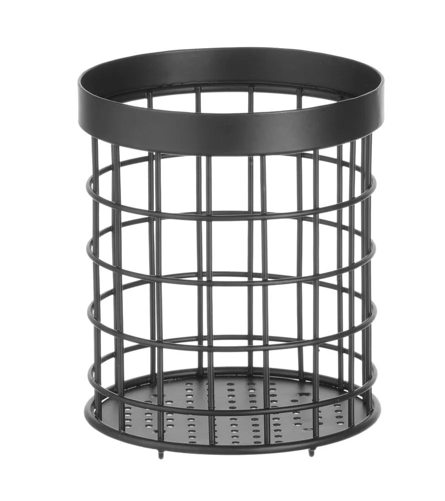 Porta posate cilindrico nero
