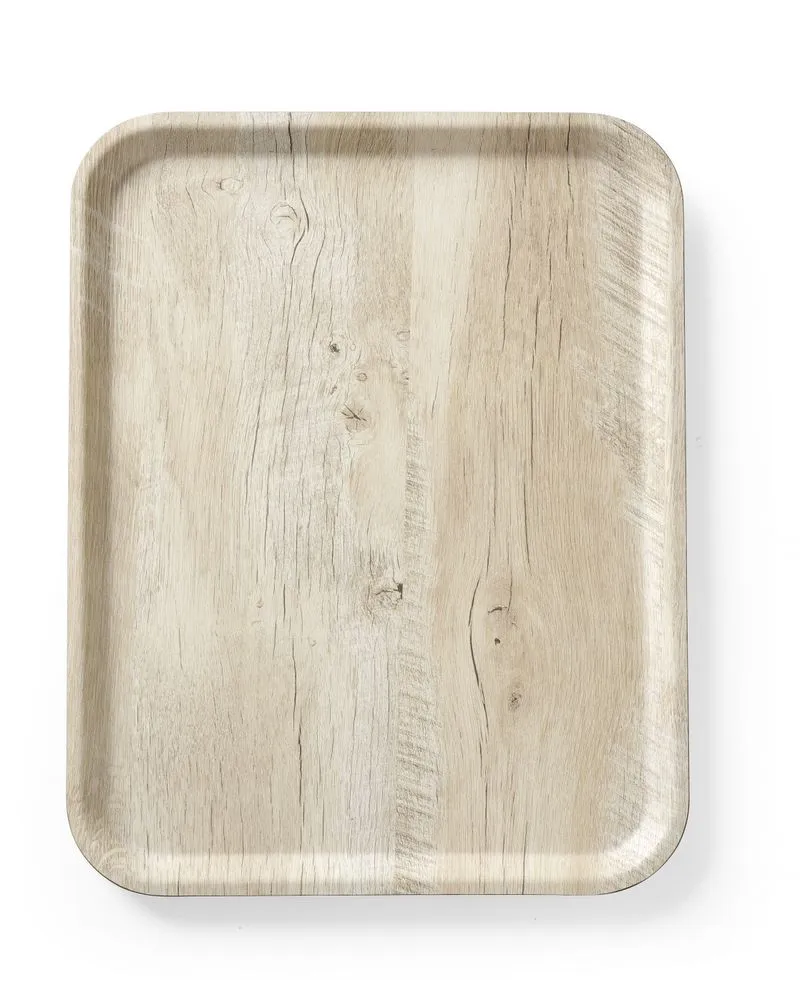 Vassoio da servizio in melamina stampata legno chiaro - 430 x 330 mm
