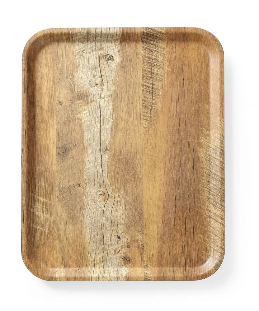 Vassoio da servizio in melamina stampata effetto legno - 430 x 330 mm