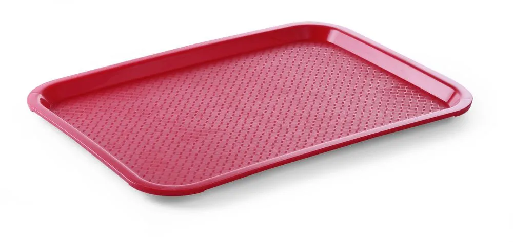Vassoio rettangolare per fast food rosso - 415 x 305 mm