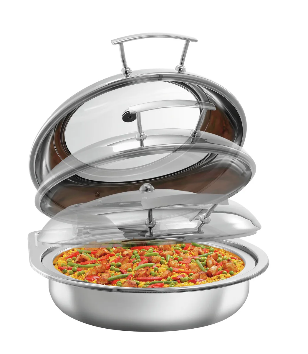Chafing Dish Rotondo da Tavolo Compatibile con Induzione - 6,2 L - 435 x 472 mm