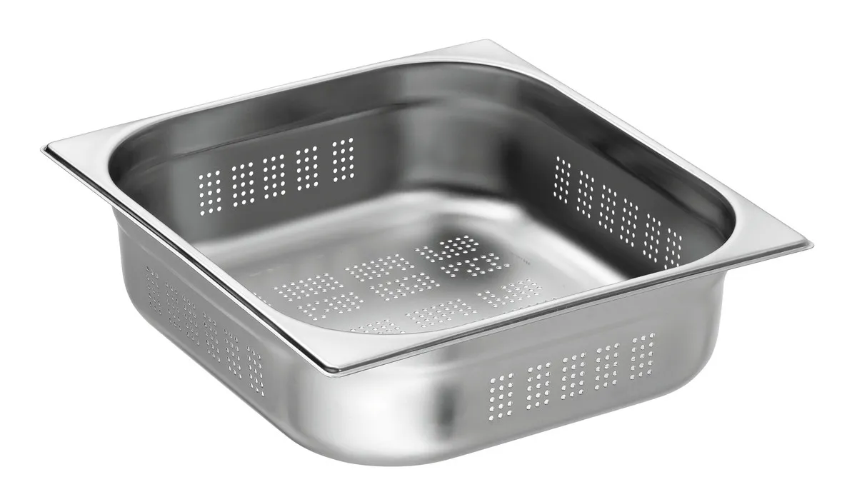 Bacinella Gastronorm GN 2/3 Forata Inox - Profondità 100 mm - 9 L