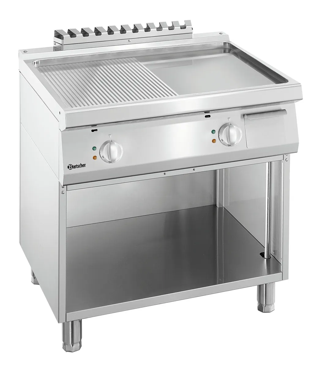 Piastra per snack 1/2 liscia, 1/2 rigata larghezza 800 - Elettrica