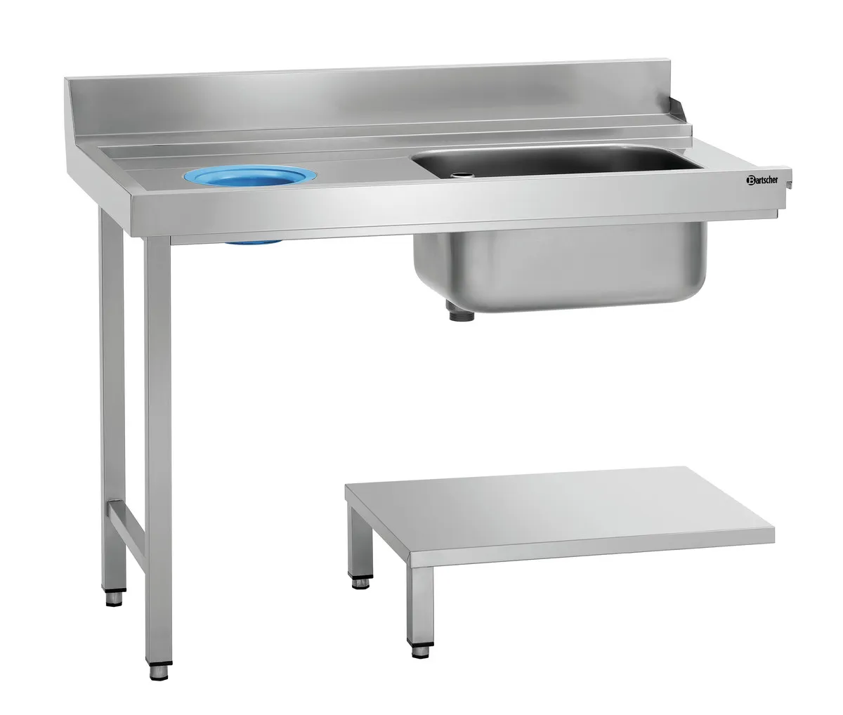 Tavolo di Smistamento con 1 Vasca e 1 Foro Vuoto Rifiuti - Sinistra - L 1200 x P 720 mm
