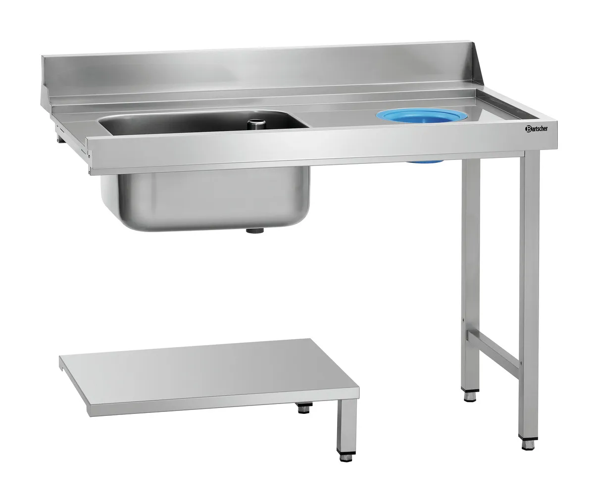 Tavolo di Smistamento con 1 Cestino e 1 Foro Vuoto Rifiuti - Destra - L 1200 x P 720 mm