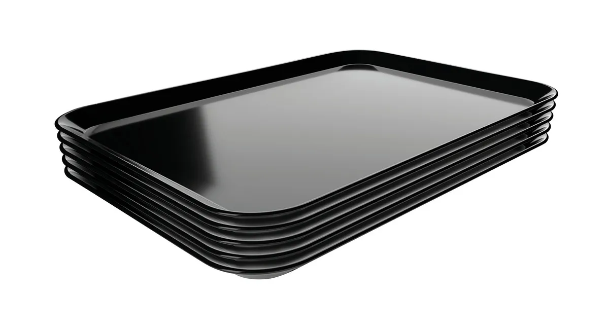 Piatto di Presentazione Melamina Nero - L 240 x P 350 x H 17 mm - Confezione da 5