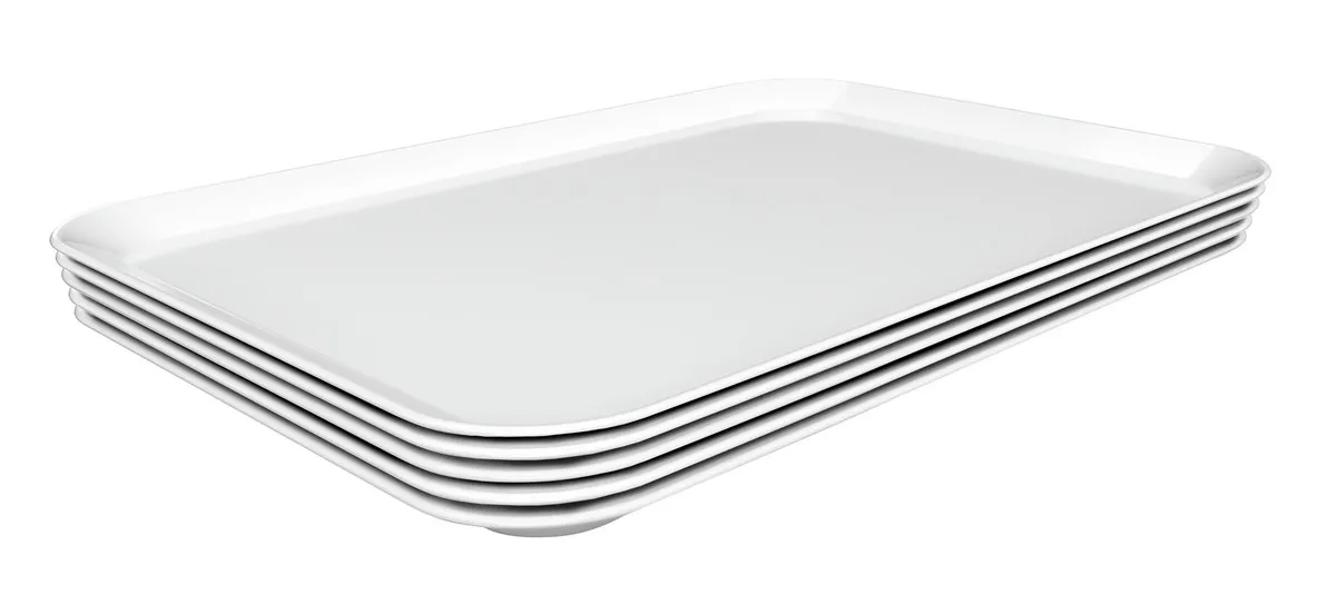 Piatto di Presentazione Melamina Bianco - L 280 x P 420 x H 17 mm - Lotto di 5