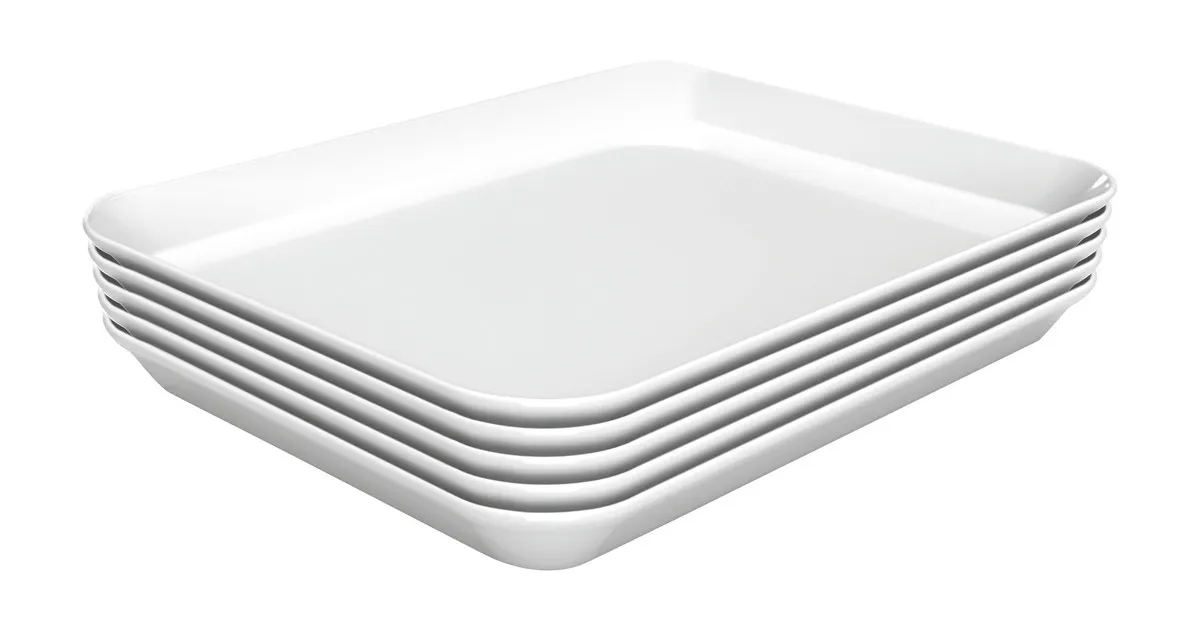 Piatto di Presentazione Melamina Bianco - L 150 x P 190 x H 17 mm - Lotto di 5