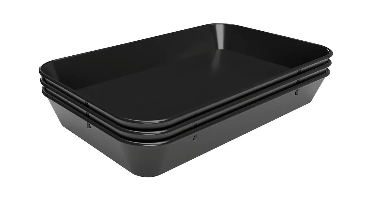 Piatto di Presentazione Melamina Nero - L 280 x P 420 x H 60 mm - Confezione da 3