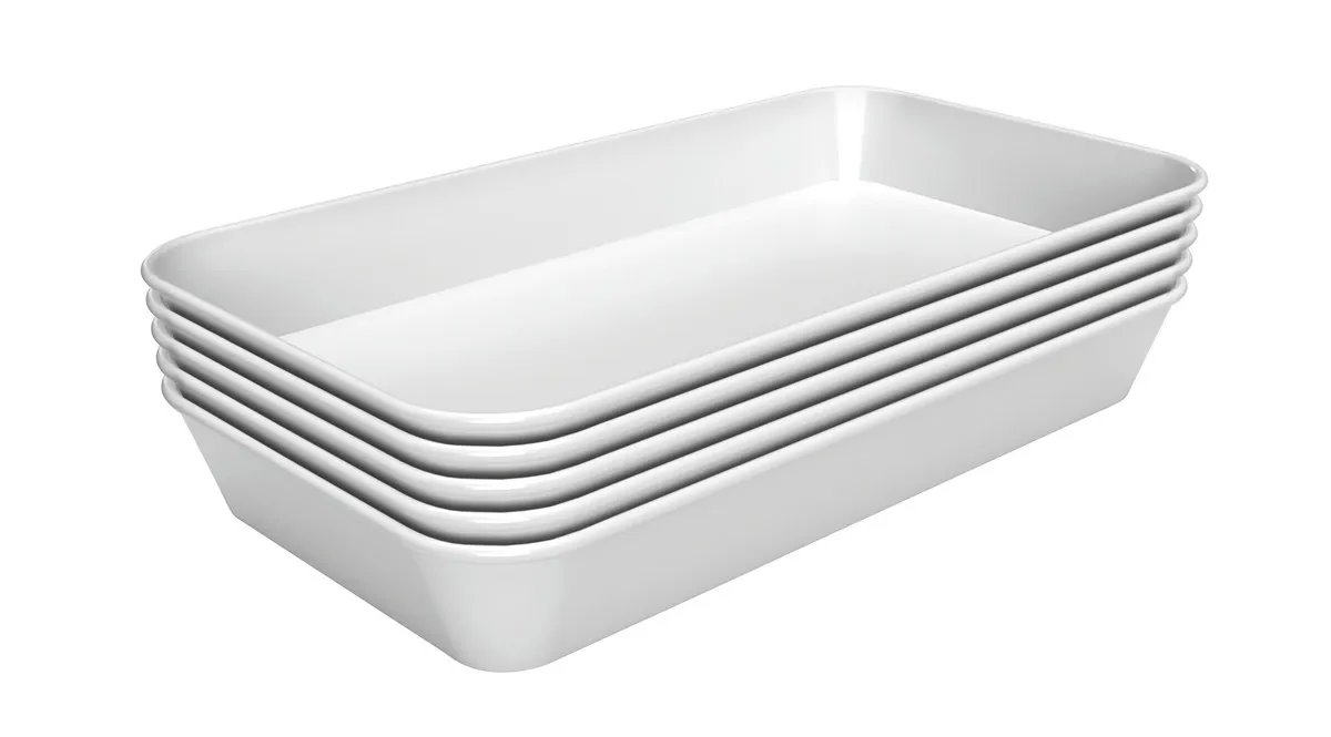 Piatto di Presentazione Melamina Bianco - L 160 x P 290 x H 17 mm - Confezione da 5