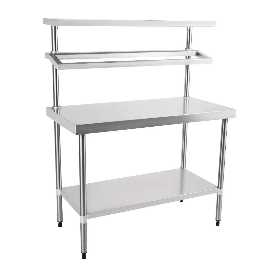 Tavolo di preparazione in acciaio inossidabile con supporto per vaschette GN e mensola - 1200 x 600 mm