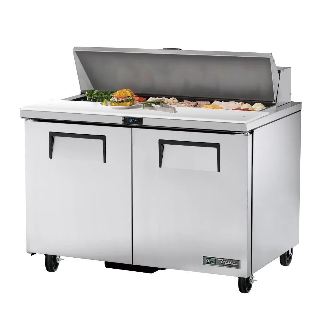Banco di Preparazione in Acciaio Inox - 2 Porte - 340 L - 12 Vaschette GN 1/6