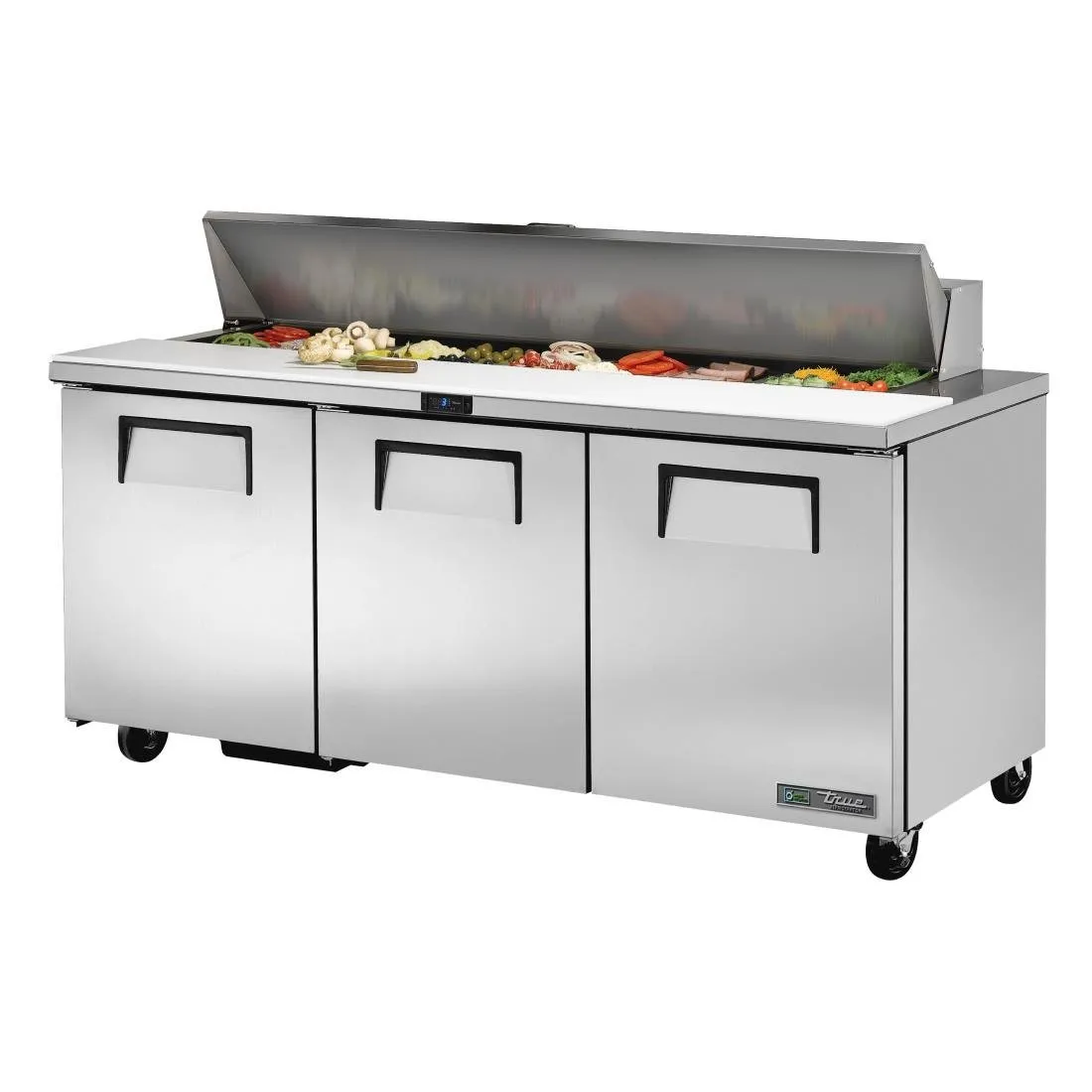 Banco di Preparazione in Acciaio Inox - 3 Porte - 538 L - 18 Vaschette GN 1/6