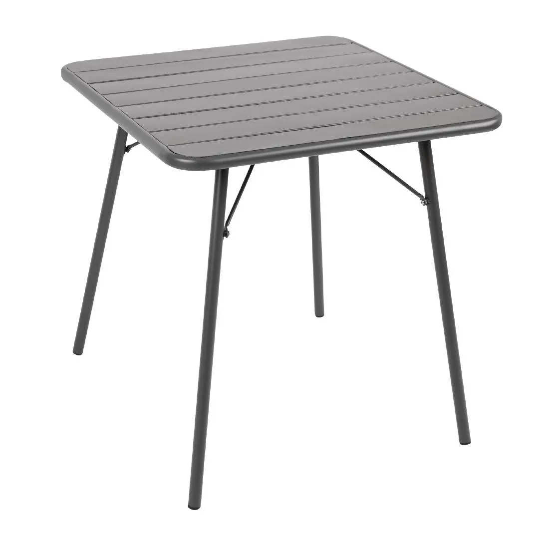 Tavolo a doghe grigio quadrato in acciaio - 700 x 700 mm