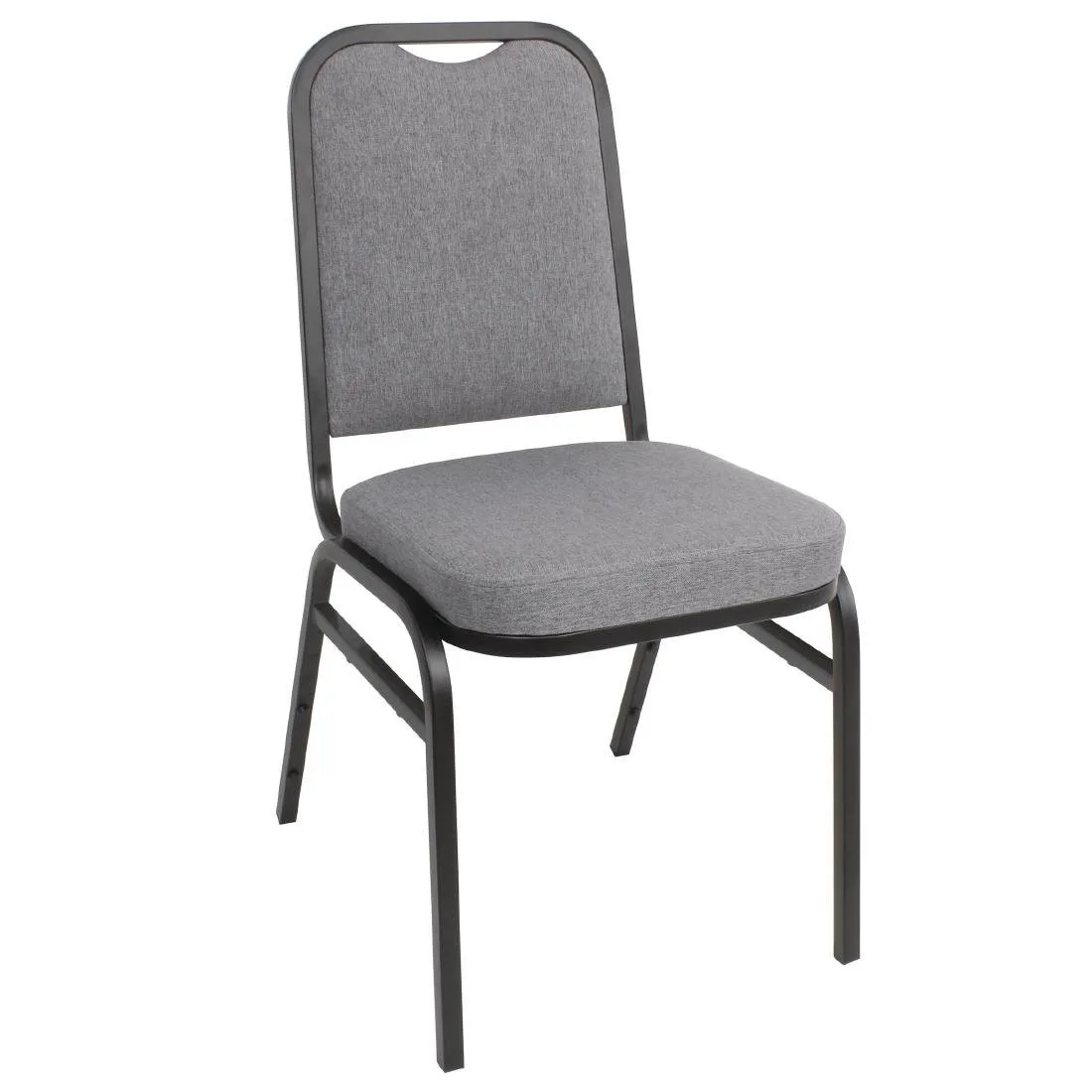 Sedia da banchetto con schienale quadrato e tessuto grigio - Set di 4