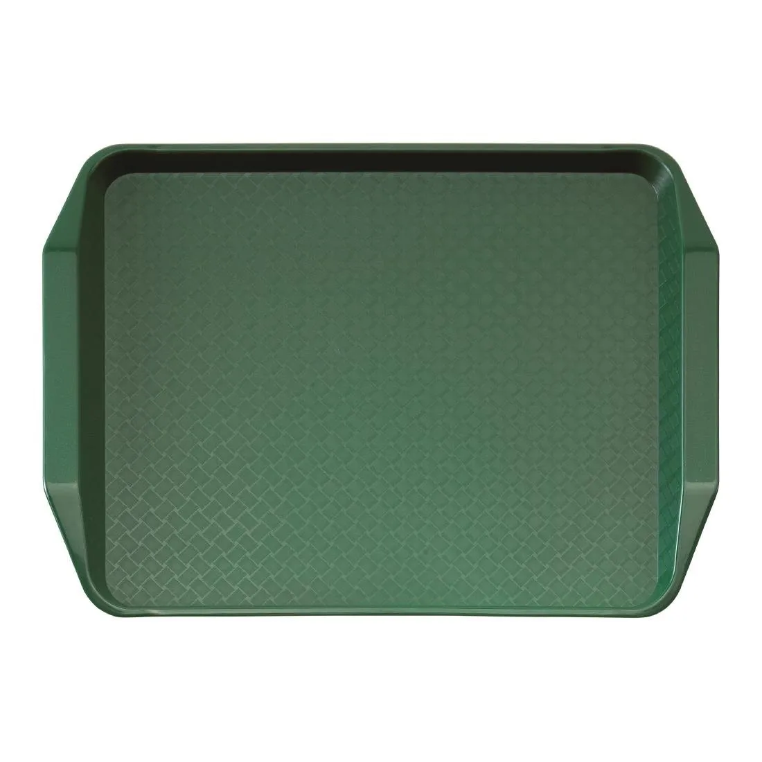 Vassoio rettangolare verde con manici in polipropilene Fast Food 430mm