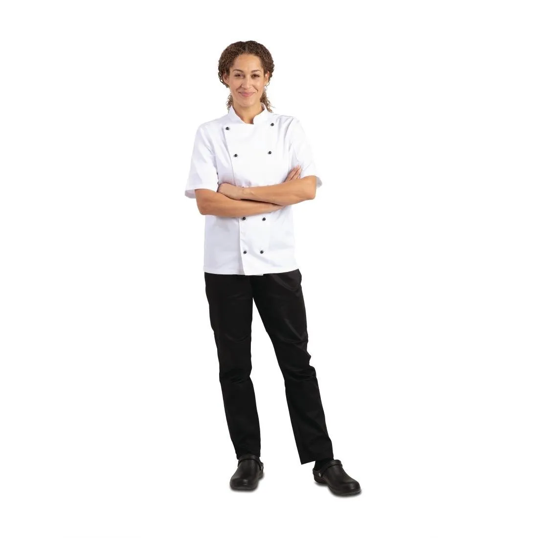 Giacca da cucina unisex Chicago a maniche corte bianca taglia M