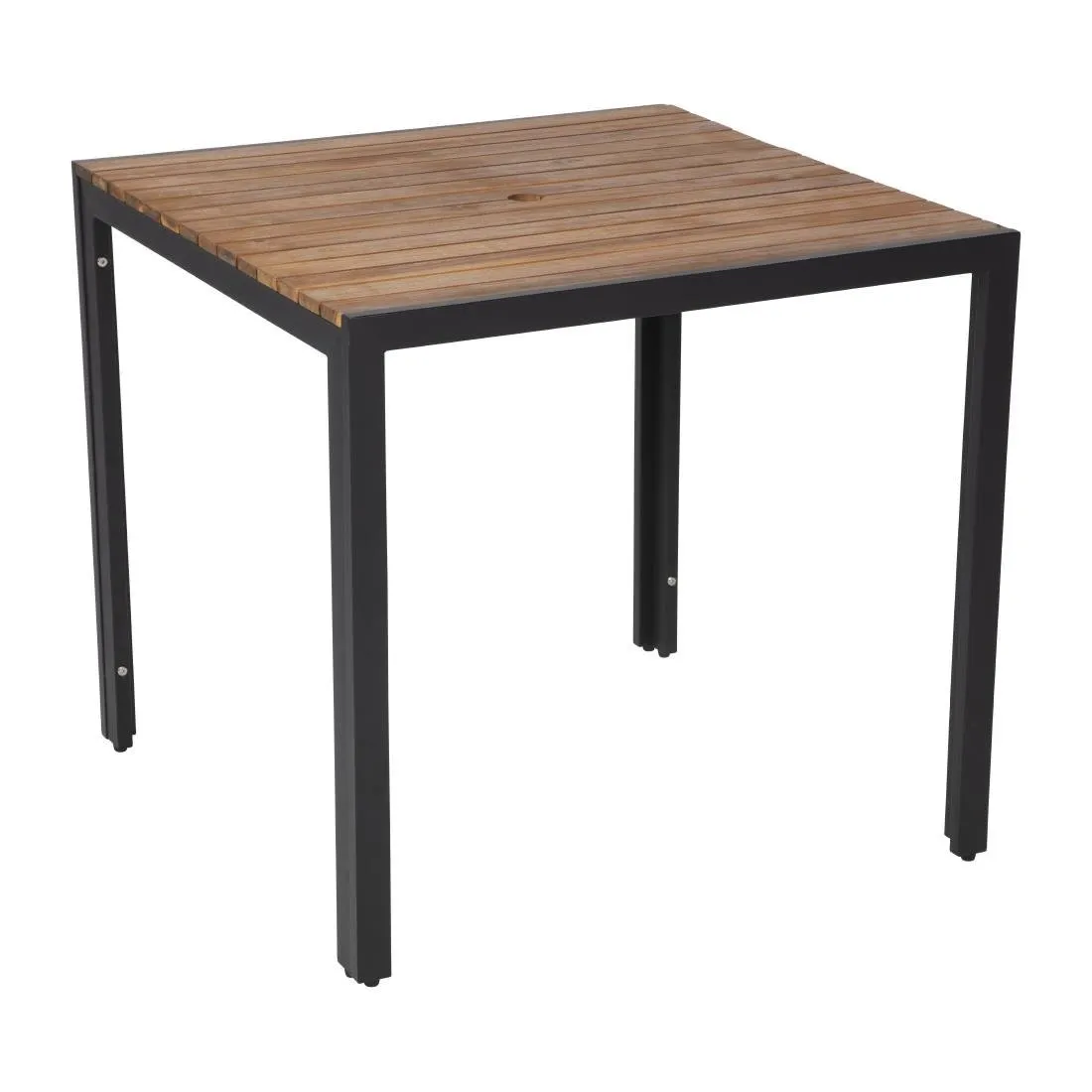 Tavolo Quadrato In Acciaio E Acacia 80 Cm