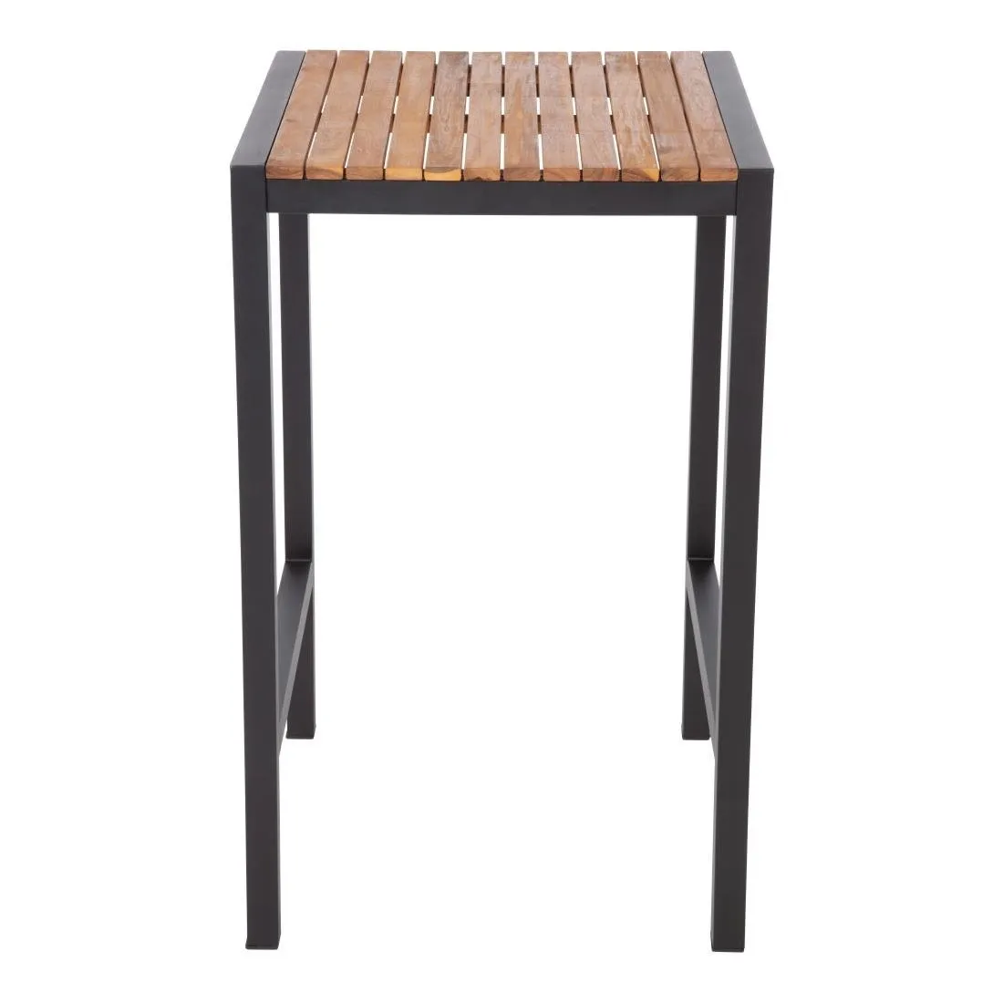 Tavolo Alto Quadrato in Acciaio e Acacia 60 cm