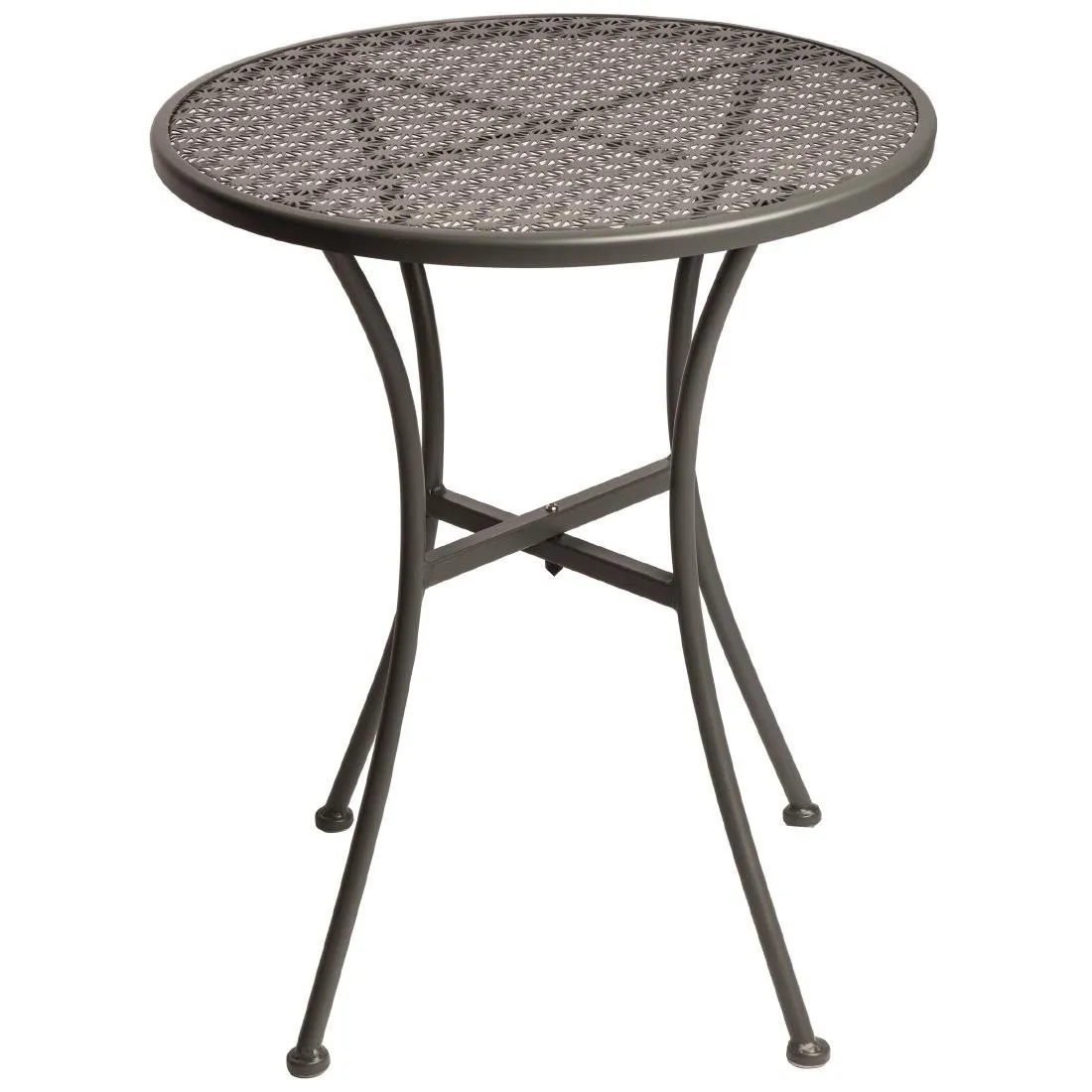 Tavolo Bistrot Rotondo in Acciaio Traforato Grigio - 600 mm