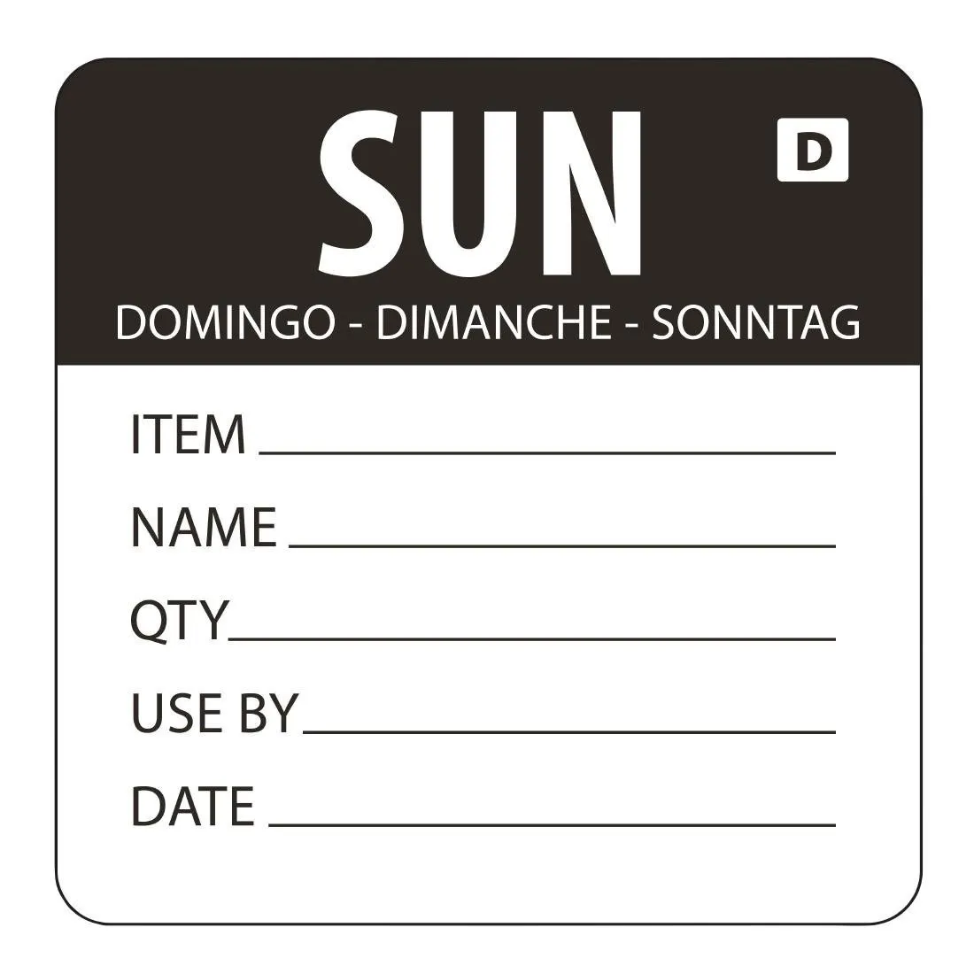 Etichette Solubili Giorno Della Settimana "Domenica" - Rotolo da 250
