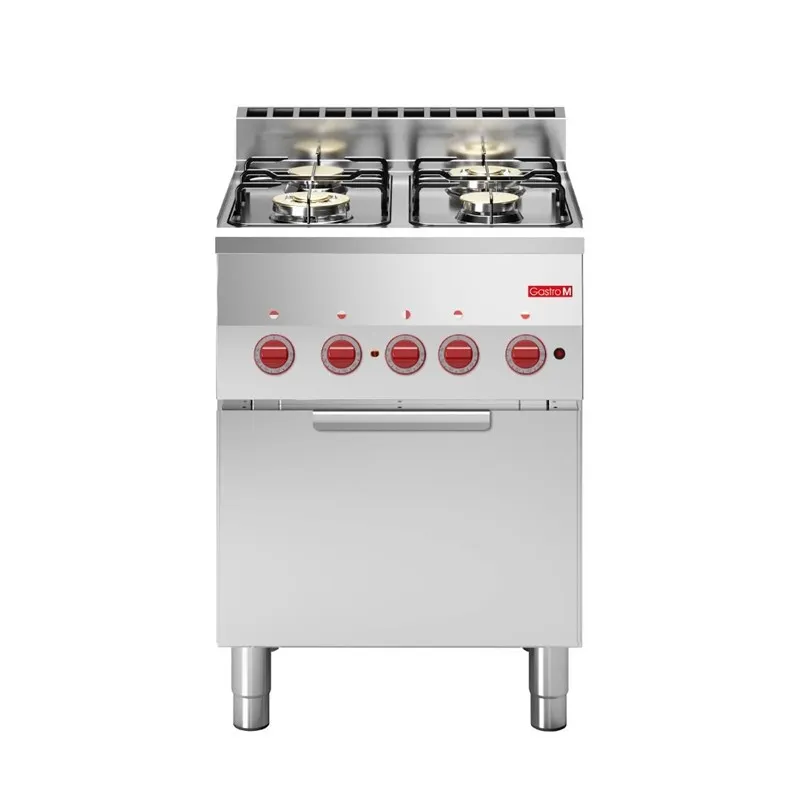 Cucina a Gas 4 Fuochi su Forno Elettrico a Convezione GN 2/3 600