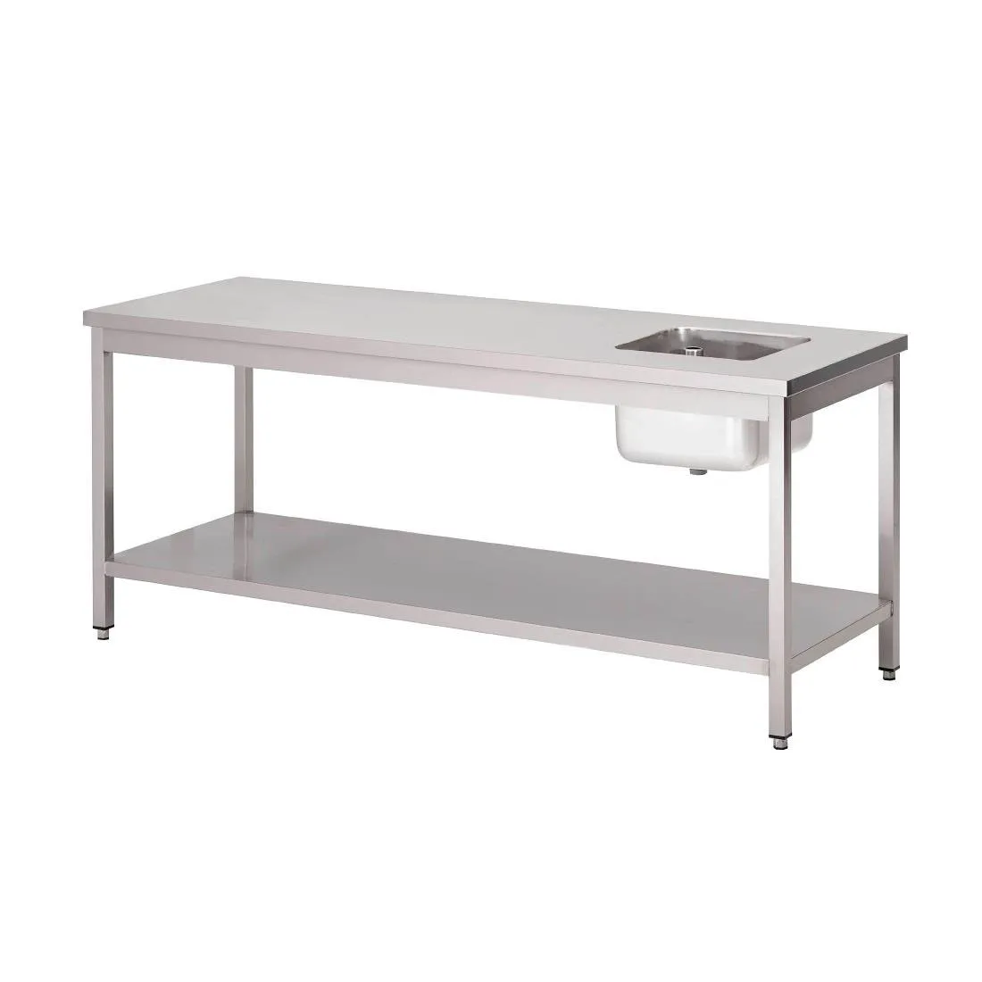 Tavolo del chef in acciaio inossidabile con mensola bassa - L 1400 x P 700 mm