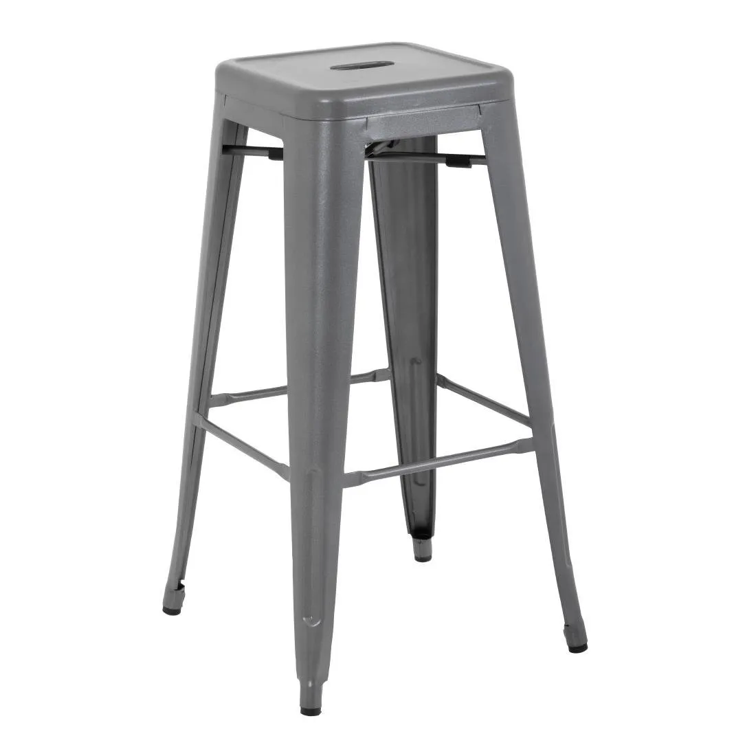 Sgabelli Alti in Acciaio Zincato Grigio Metallizzato - Set di 4