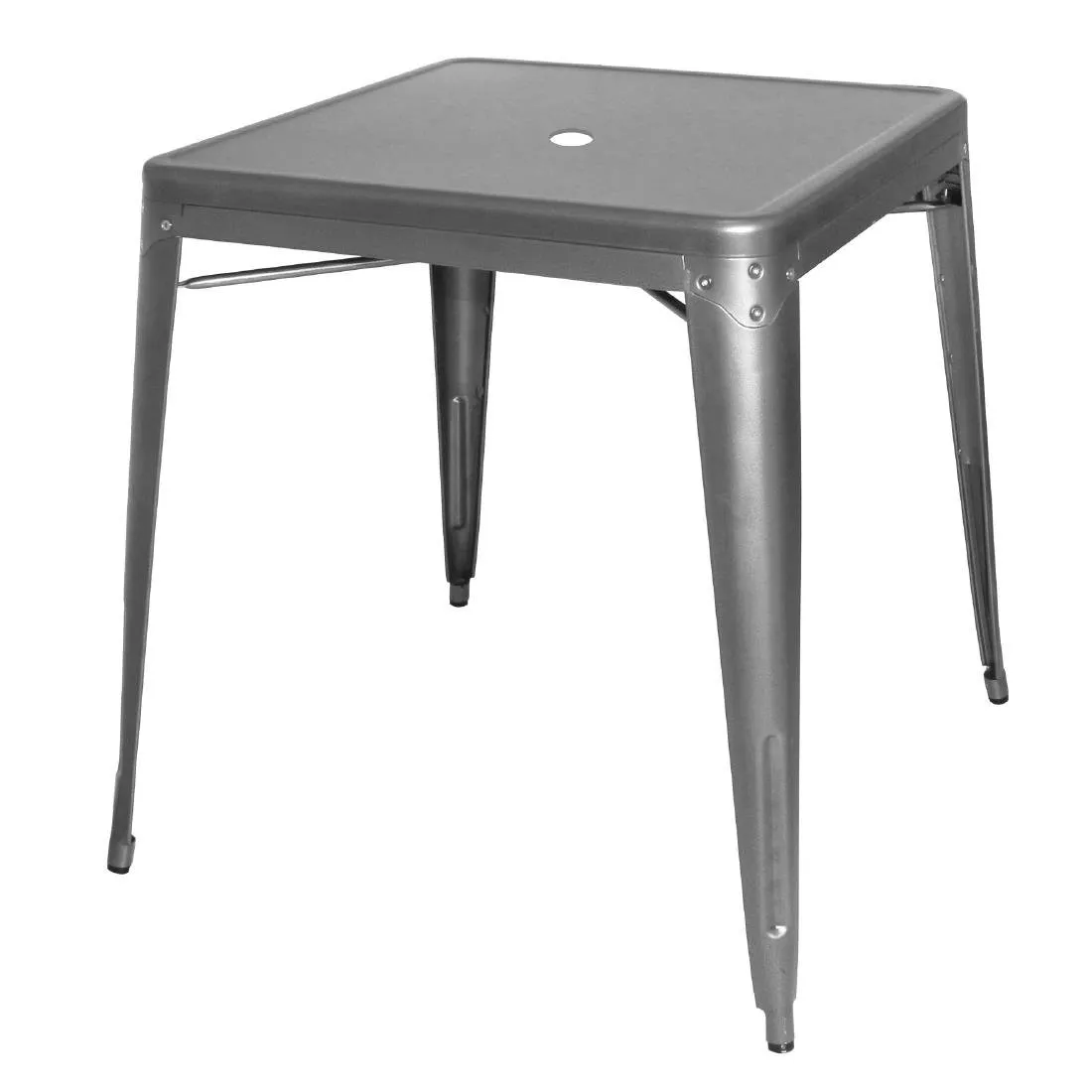 Tavolo quadrato in acciaio grigio metallizzato - L 668 x P 668 mm