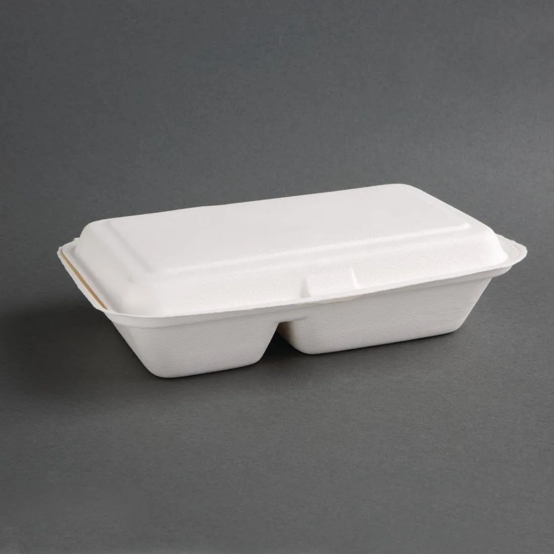 Scatole 2 scomparti con coperchio a cerniera compostabili in bagassa 253 mm - Lotto da 200