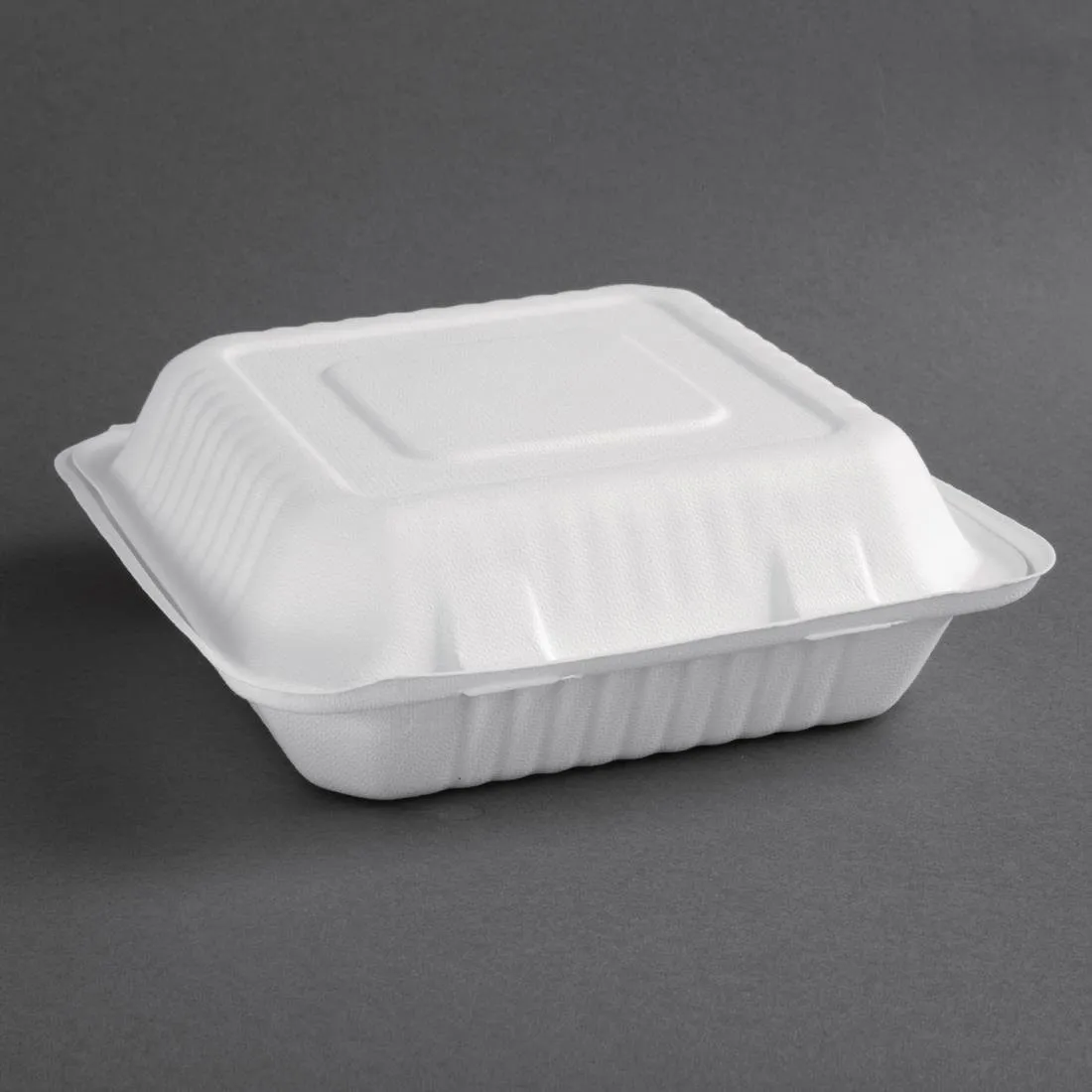 Scatole con coperchio a cerniera compostabili in bagassa da 236 mm - Confezione da 200