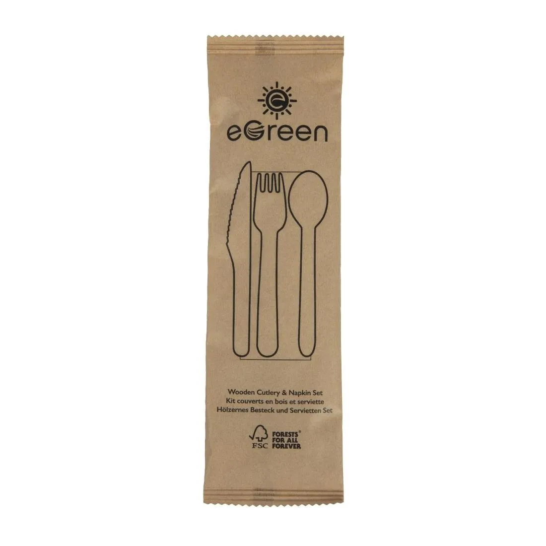Set di posate in legno 4 in 1 confezioni singole - Lotto da 250