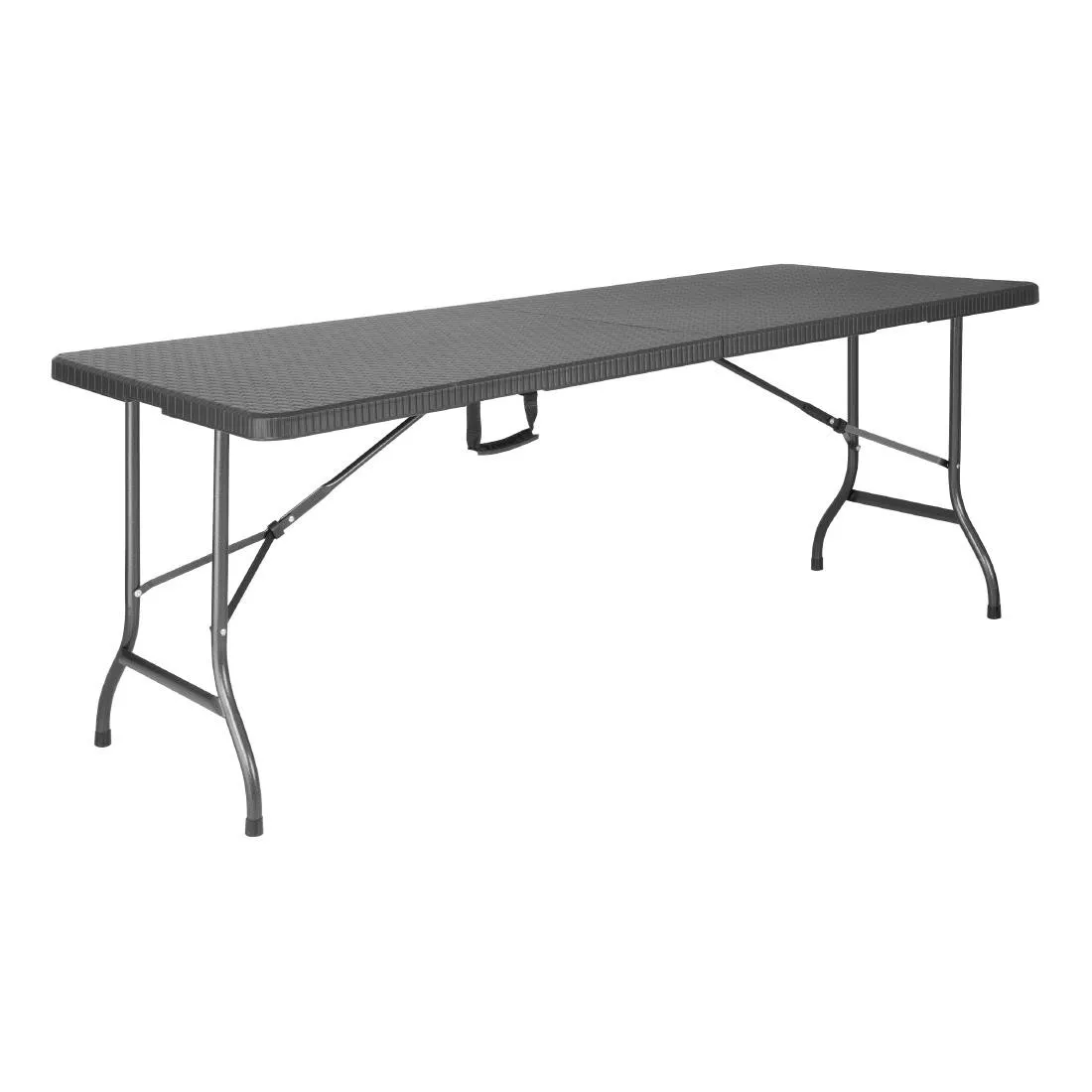Tavolo Pieghevole Rettangolare in Rattan Nero - L 1829 x P 728 mm