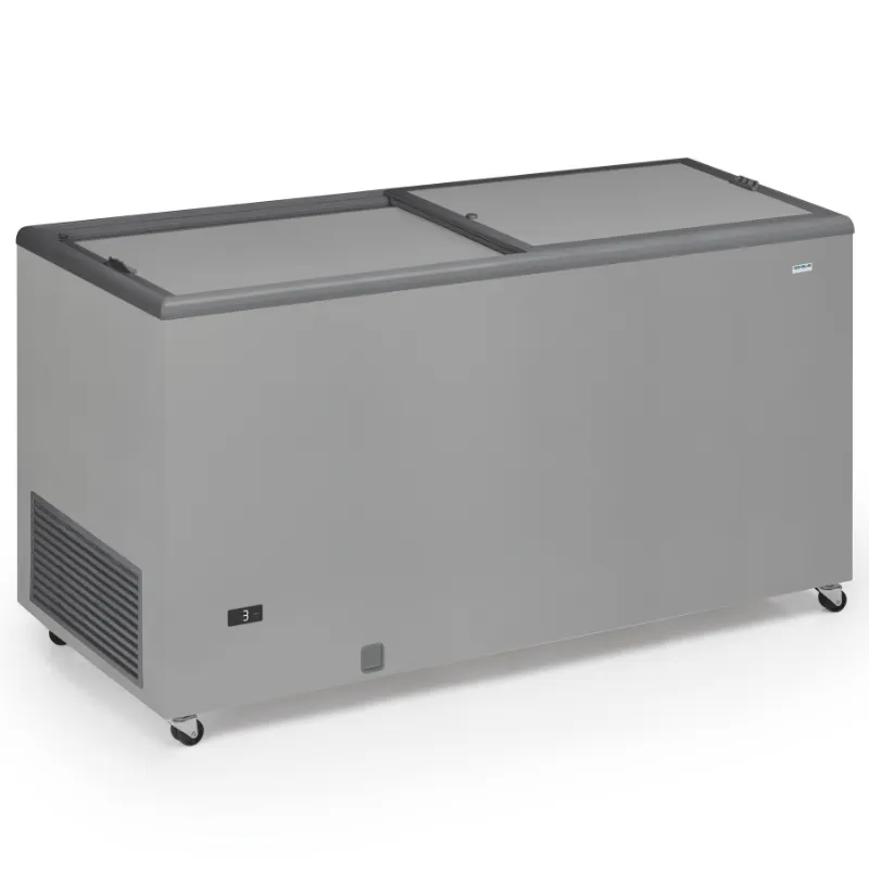 Congelatore a Pozzetto Professionale Aspetto Inox e Coperchio Opaco - 500 L
