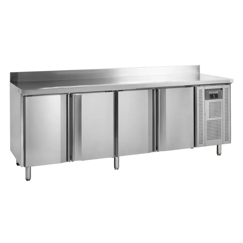 Tavolo Refrigerato con Alzatina in Acciaio Inox - 4 Porte - GN 1/1
