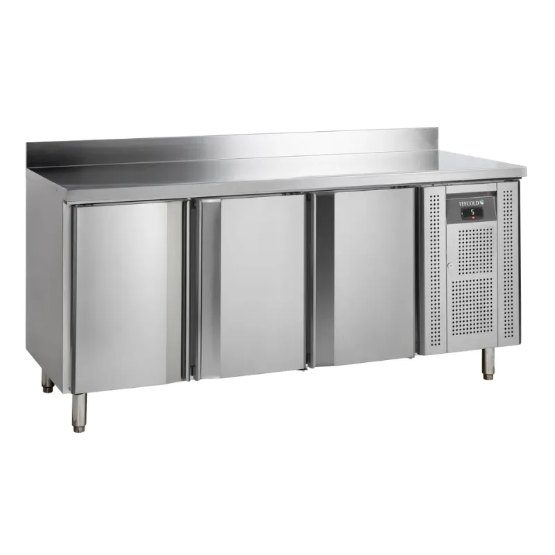 Tavolo Refrigerato con Alzatina in Acciaio Inox - 3 Porte - GN 1/1