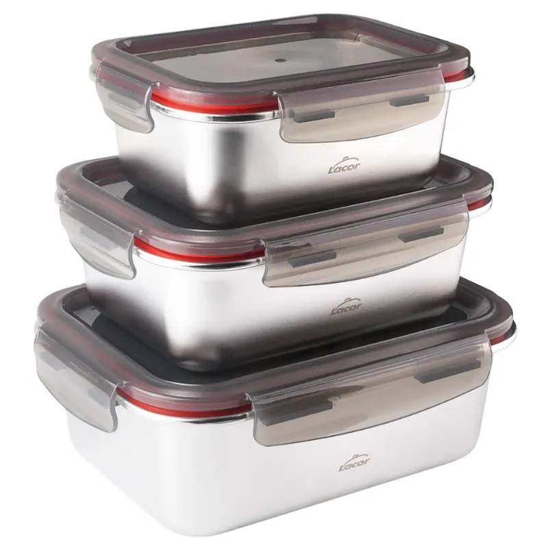 Scatola Inox con Coperchio PP Ecoinox 800 ml - Set di 3