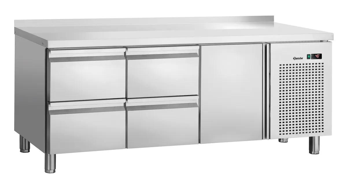 Tavolo Refrigerato Positivo 1 Porta e 4 Cassetti GN 1/1 con Alzatina