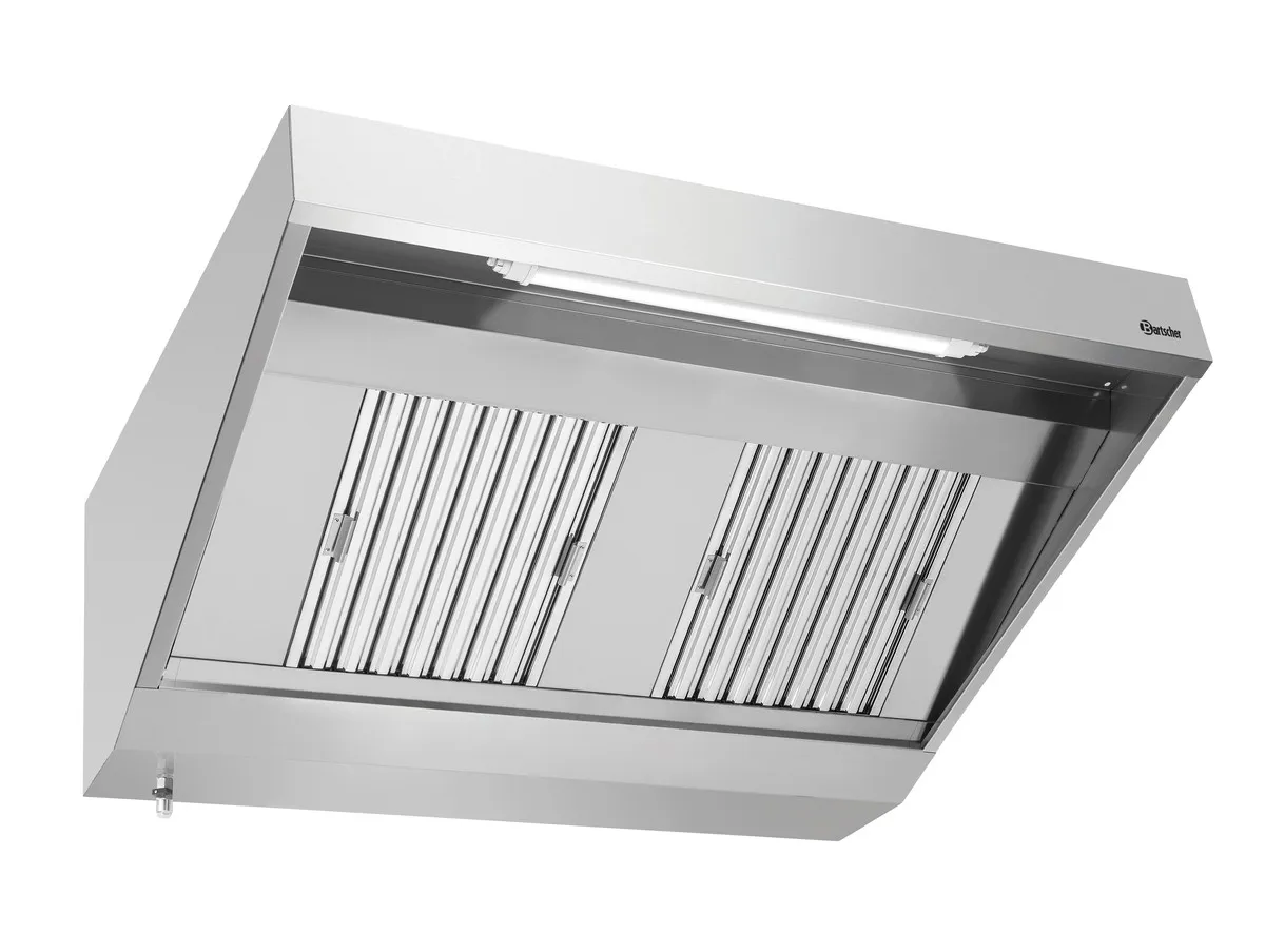 Cappa a Parete con Motore e Illuminazione - L 1400 x P 900 mm