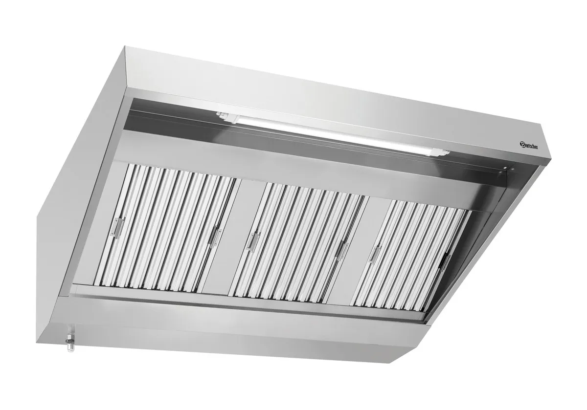 Cappa a Parete con Motore e Illuminazione - L 1500 x P 900 mm