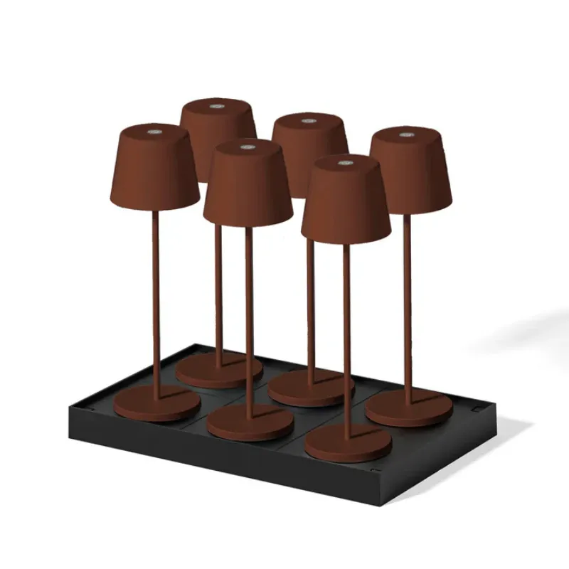 Lampada da Tavolo Touch LED Kelly Vintage con Piatto di Ricarica - Set di 6
