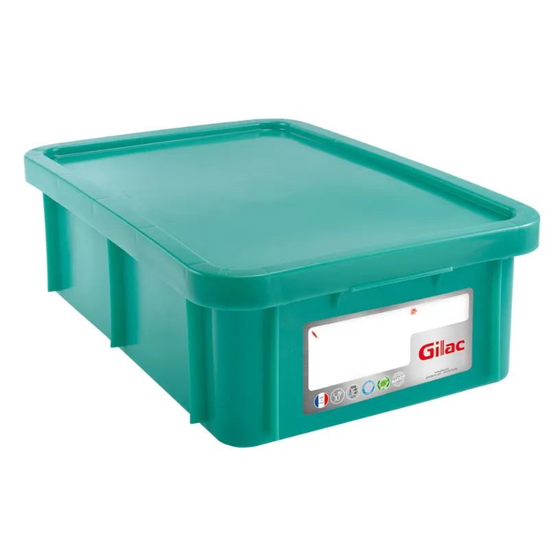 Vasca Rettangolare 25 L con Coperchio HACCP - Verde