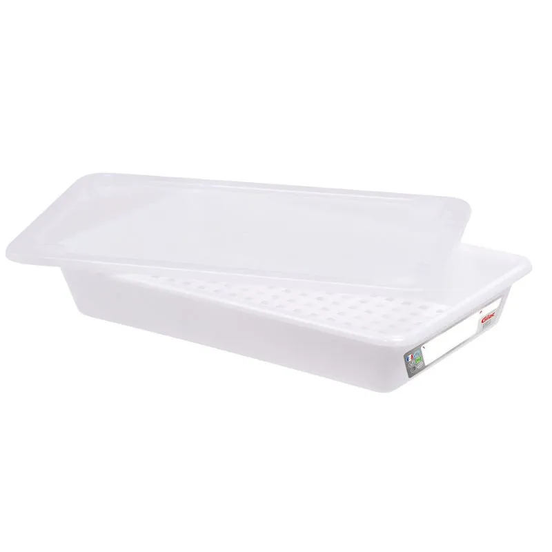 Vaschetta Piatta HACCP con Coperchio e Griglia - 5 L - Bianco