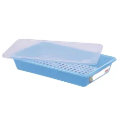 Vaschetta Piatta HACCP con Coperchio e Griglia - 5 L - Blu