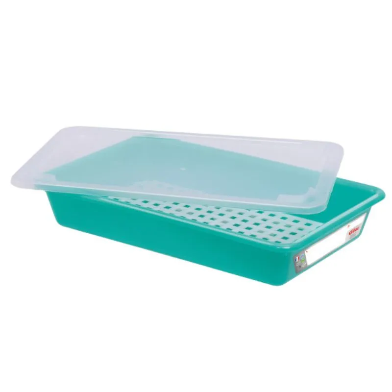 Vaschetta Piatta HACCP con Coperchio e Griglia - 5 L - Verde