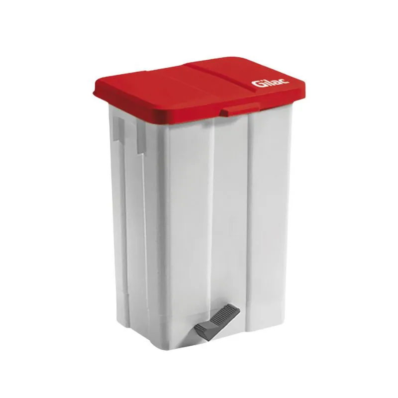 Pattumiera a Pedale con Coperchio Rosso - 50 L